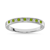 Peridot and Alternate Diamond 1/5 Ct.Tw. Ladies Machine Band in 14K White Gold